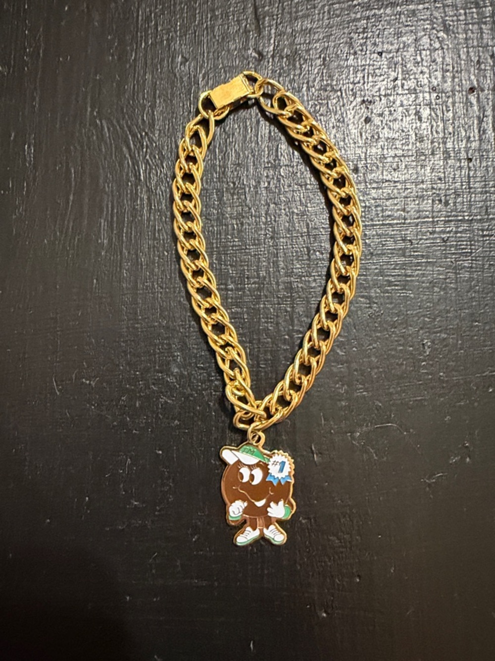 Gold Tone Chain Bracelet with Cartoon Charm